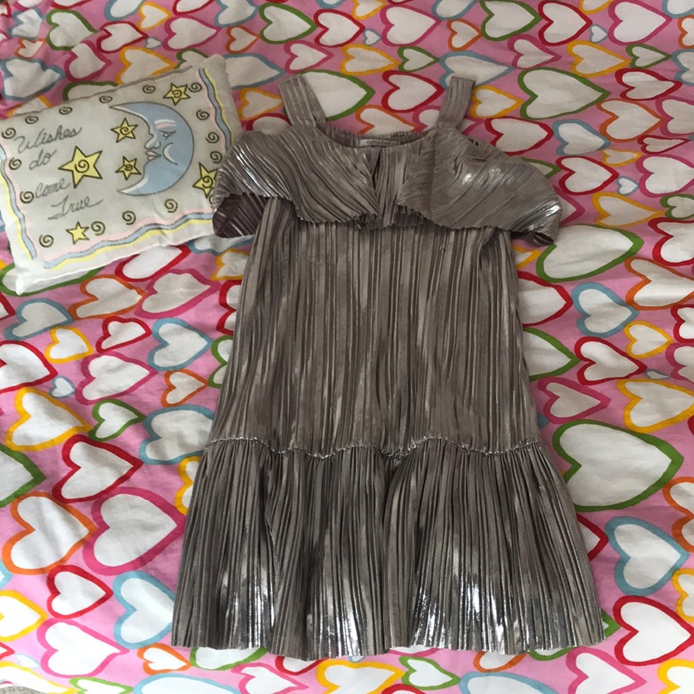 💐 HP 💐 Kitty Kat Girls Silver Party Dress